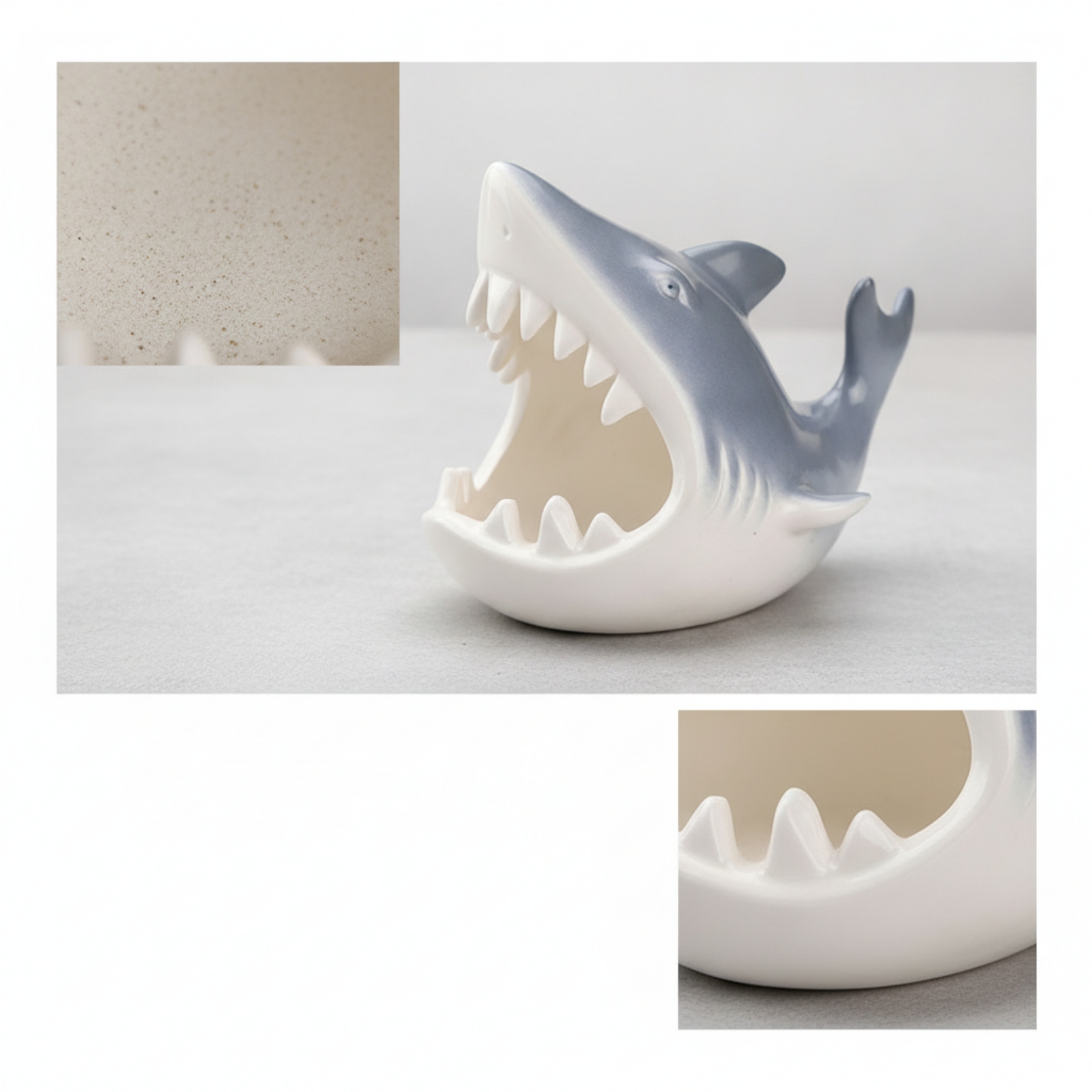 Hide Cave Ceramic - Aquarium Shelter with Open Mouth Shark-Shaped