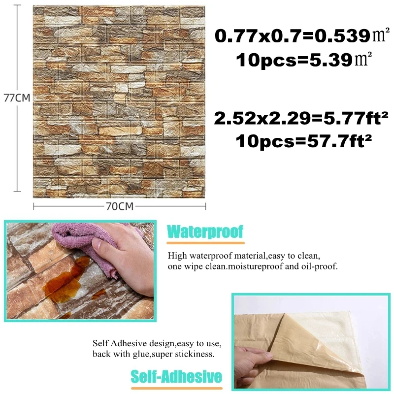 10PCS Self Adhesive 3D Brick W - Pvc Panel Background 리뷰 및 가격